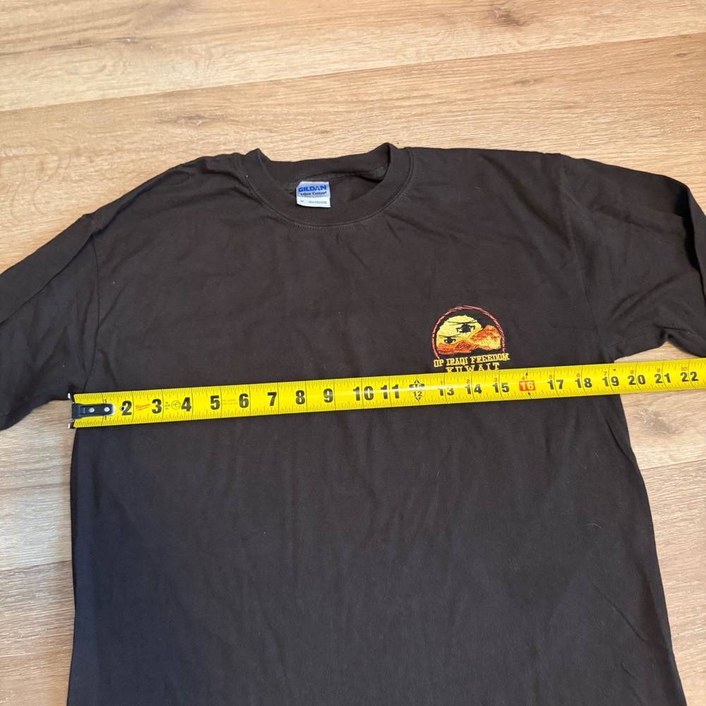 Gildan Operation Iraqi‎ Freedom Kuwait Embroidered Long Sleeve T-Shirt Brown M - Picture 5 of 7